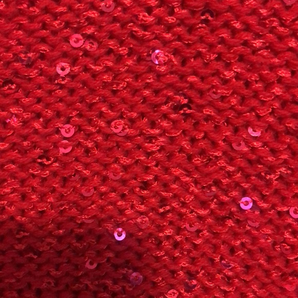 Women’s medium red sweater by Rafaella. Round neck with tiny sequins throughout. - Picture 4 of 6